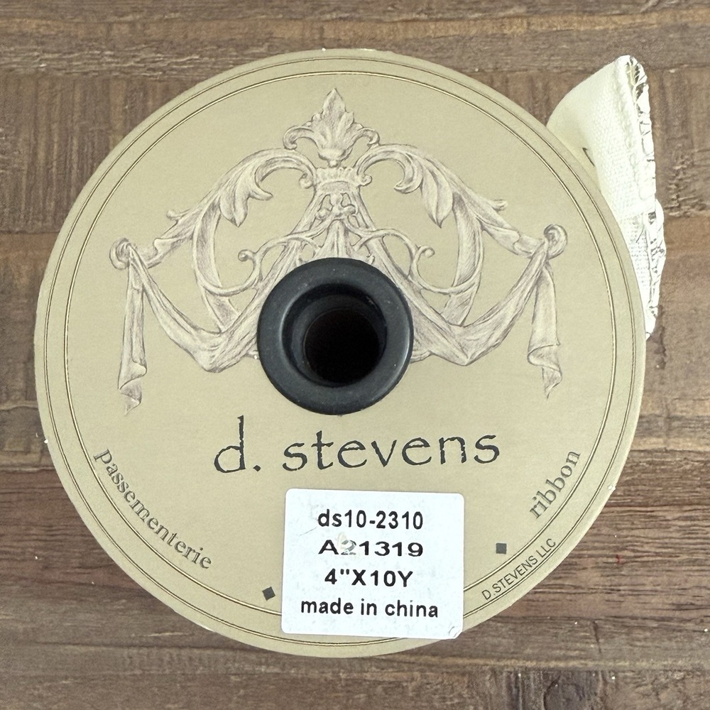D. Stevens 4" Wired Ribbon Cream Brown Script Floral Christmas French Country - Picture 9 of 10